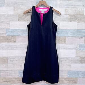 Gretchen Scott Sleeveless Split Neck Mini Dress Black Party Cocktail Womens XS